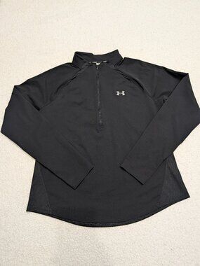 Under Armour Women's HeatGear Running Shirt- Size XL- Black Athletic Top